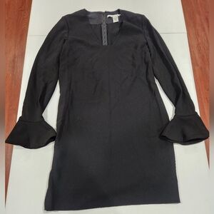 Diane Von Furstenberg Hazina Black Dress Bell Sleeve DVF